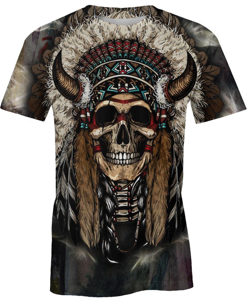 WelcomeNative Unique Native Skull, 3D T Shirt, All Over Print T Shirt, Native American