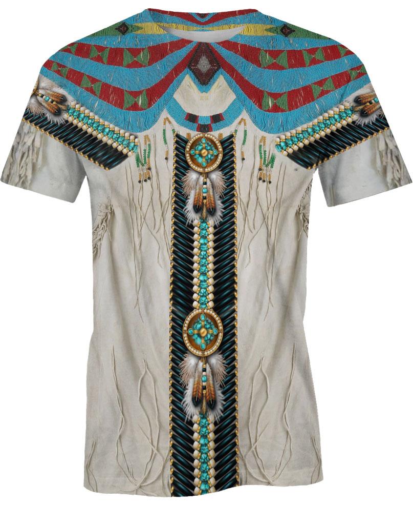 WelcomeNative White Native Pattern, 3D T Shirt, All Over Print T Shirt, Native American