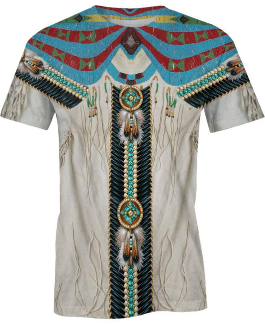 WelcomeNative White Native Pattern, 3D T Shirt, All Over Print T Shirt, Native American