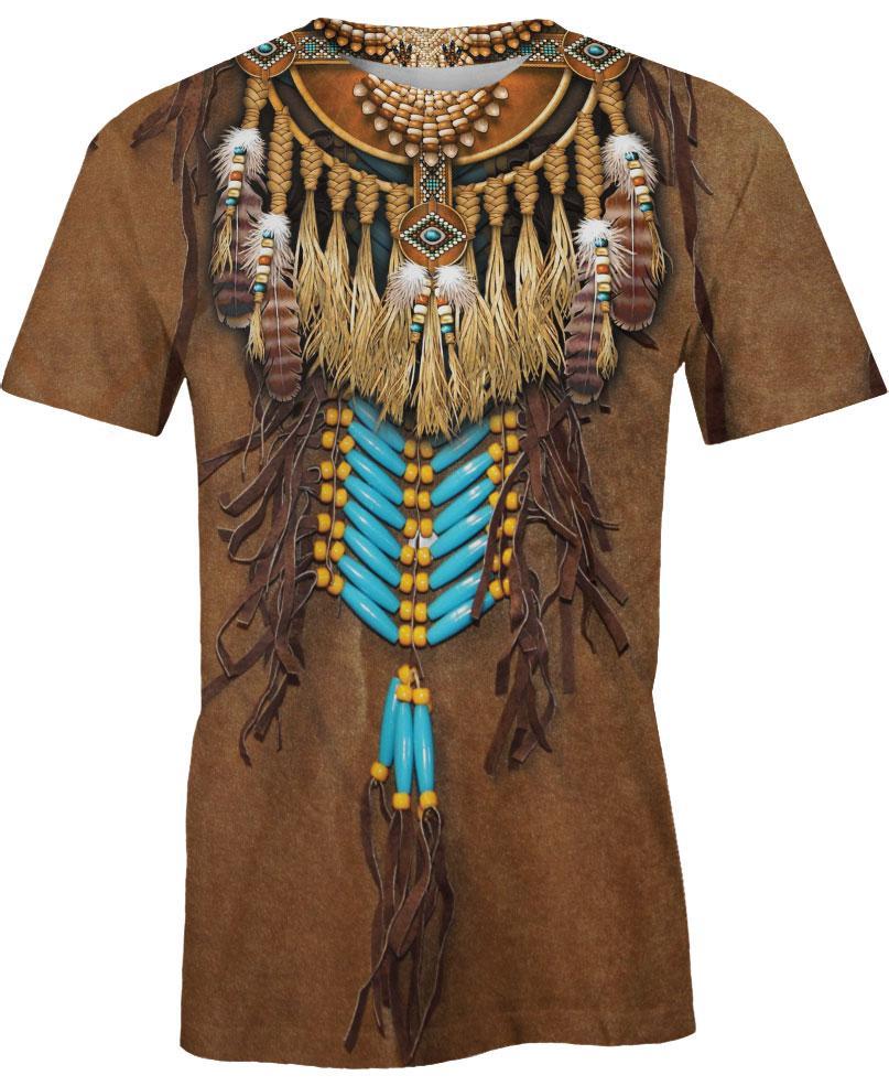 WelcomeNative Brown Native Pattern, 3D T Shirt, All Over Print T Shirt, Native American