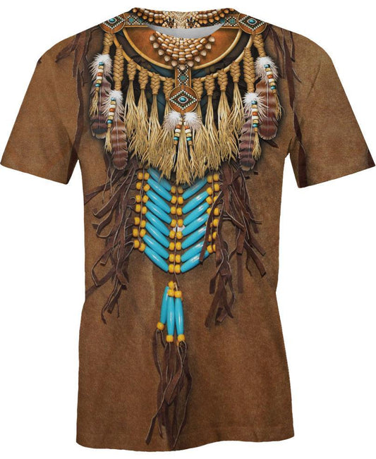 WelcomeNative Brown Native Pattern, 3D T Shirt, All Over Print T Shirt, Native American