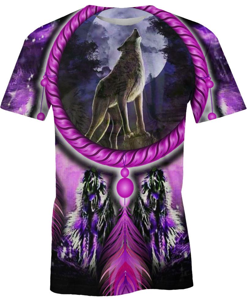 WelcomeNative Native Wolf Violet 3D Hoodie, All Over Print Hoodie, Native American