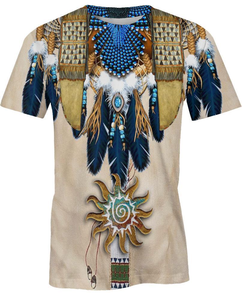 WelcomeNative Blue Feather Pattern, 3D T Shirt, All Over Print T Shirt, Native American