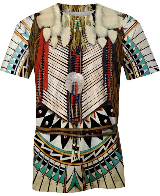 WelcomeNative White Bead Pattern 3D Hoodie, All Over Print Hoodie, Native American
