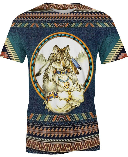 WelcomeNative Blue Wolf Man 3D Hoodie, All Over Print Hoodie, Native American