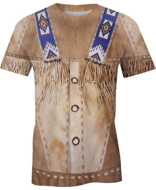 WelcomeNative Native Buckskin Beaded 3D Hoodie, All Over Print Hoodie, Native American