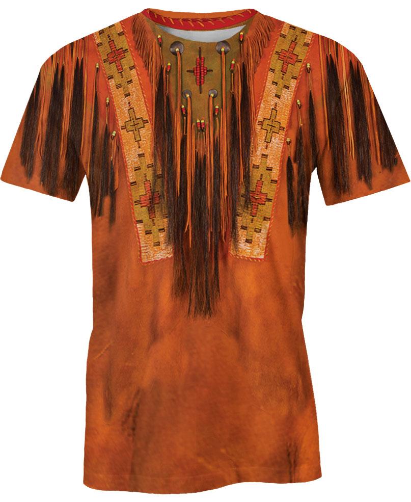 WelcomeNative Orange Printed Fringe 3D Hoodie, All Over Print Hoodie, Native American