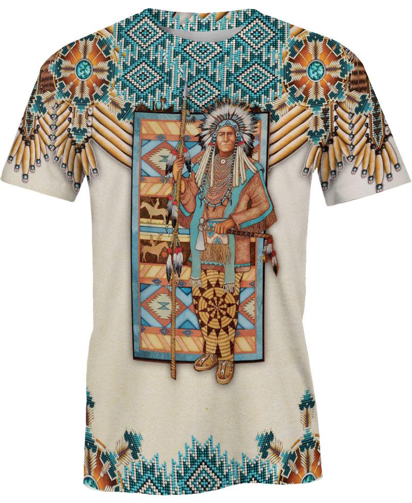 WelcomeNative White Bead Native Chief 3D Hoodie, All Over Print Hoodie, Native American