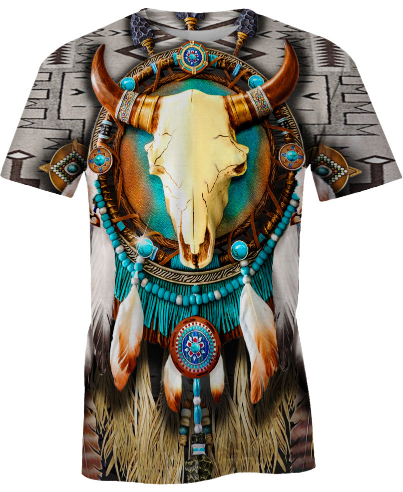 WelcomeNative Butterfly & Buffalo Skull 3D Hoodie, All Over Print Hoodie, Native American