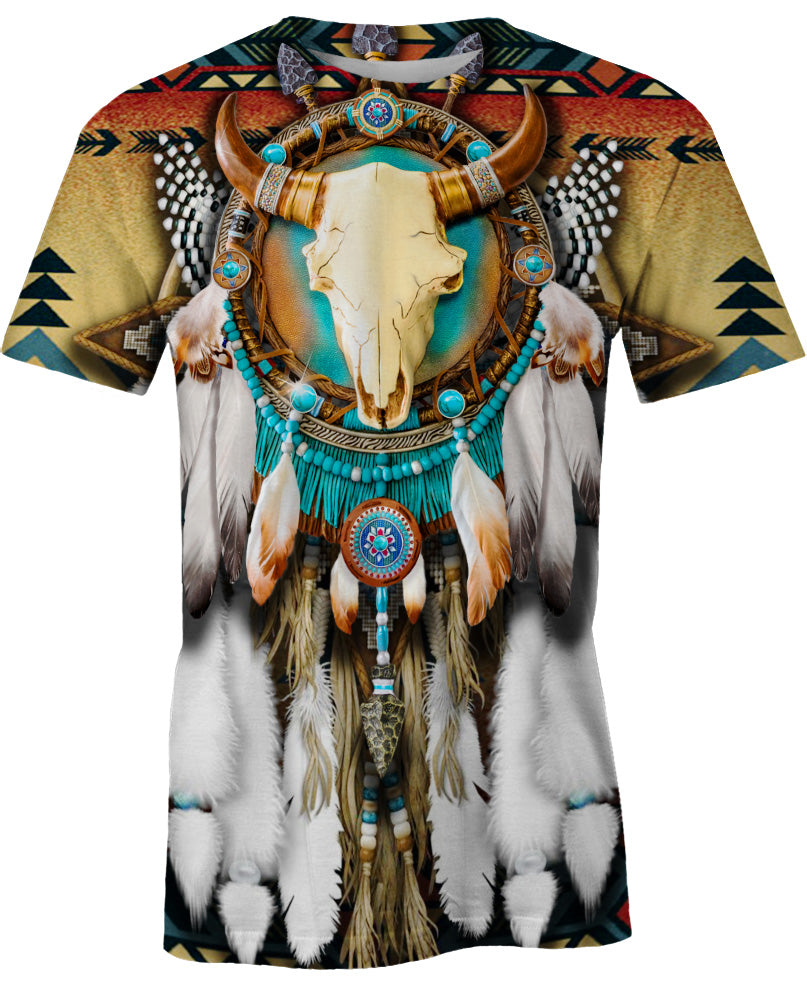 WelcomeNative Butterfly & Buffalo Skull 3D Hoodie, All Over Print Hoodie, Native American