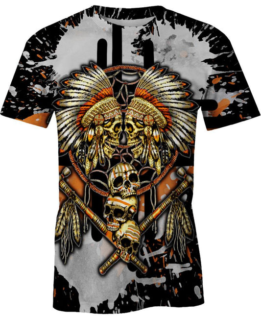 WelcomeNative Yellow Native Skull 3D Hoodie, All Over Print Hoodie, Native American