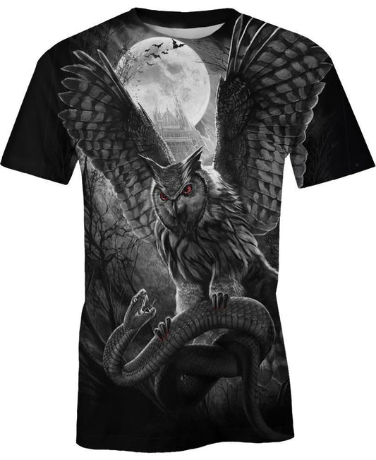 WelcomeNative Owl Monochrome 3D Hoodie, All Over Print Hoodie, Native American