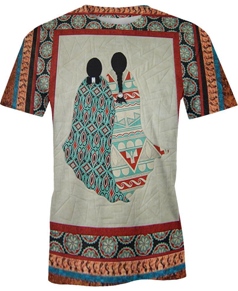 WelcomeNative Two Girls Motifs Bedding Set, 3D Bedding Set, All Over Print, Native American