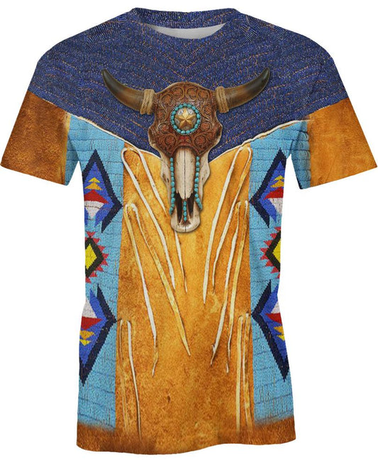 WelcomeNative Blue-Yellow Native 3D Hoodie, All Over Print Hoodie, Native American