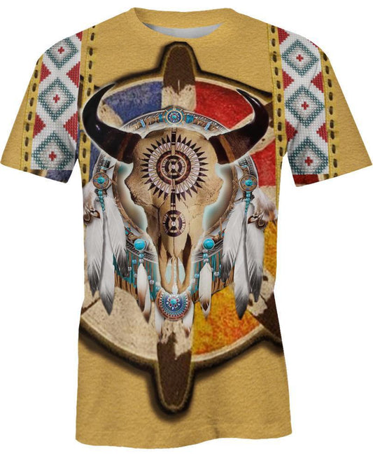 WelcomeNative Native Buffalo Yellow 3D Hoodie, All Over Print Hoodie, Native American