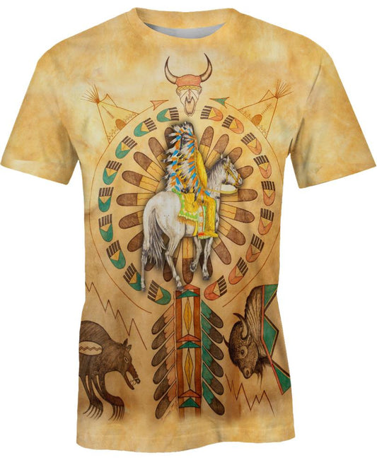 WelcomeNative Yellow Native Horse 3D Hoodie, All Over Print Hoodie, Native American