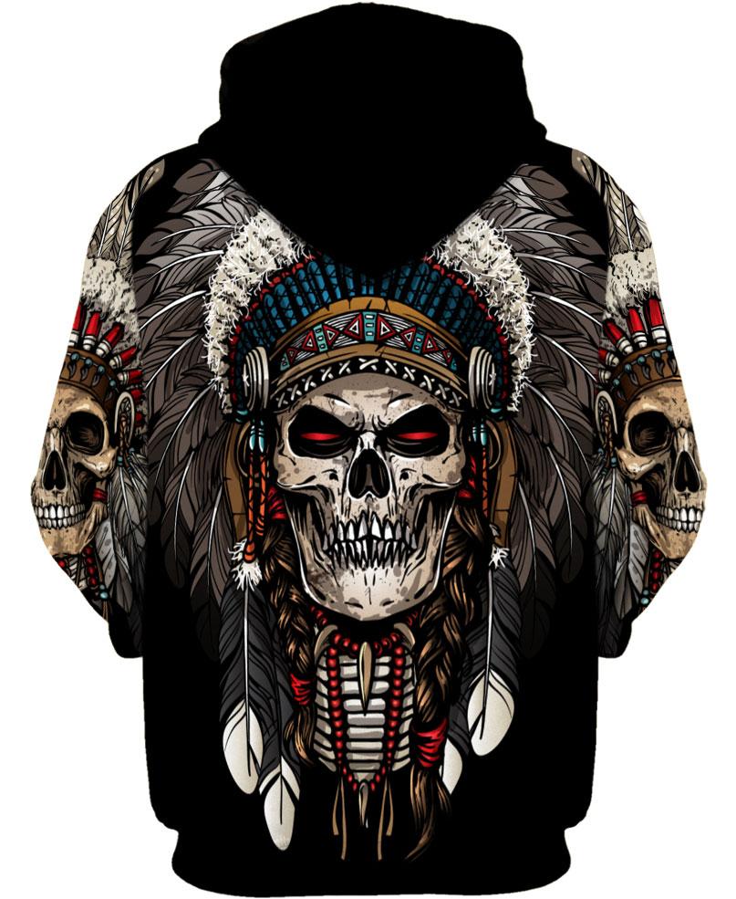 WelcomeNative Native American Skull  3D Hoodie, All Over Print Hoodie, Native American
