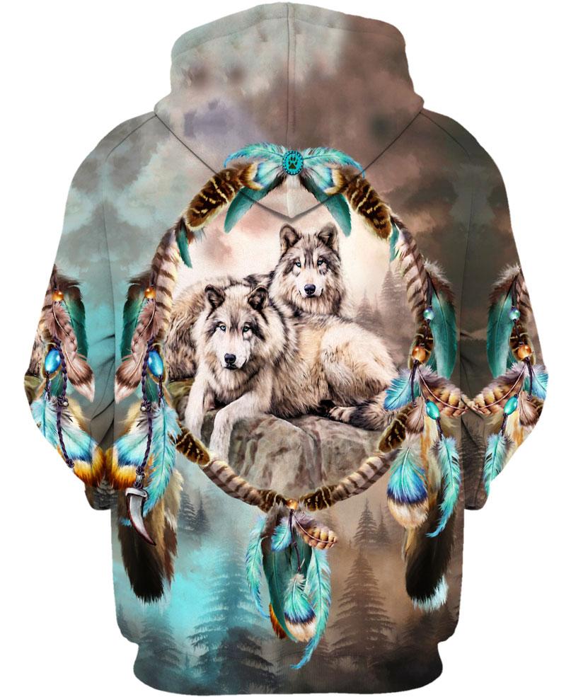 WelcomeNative Native Lovely Wolf Hoodie, All Over Print Hoodie, Native American