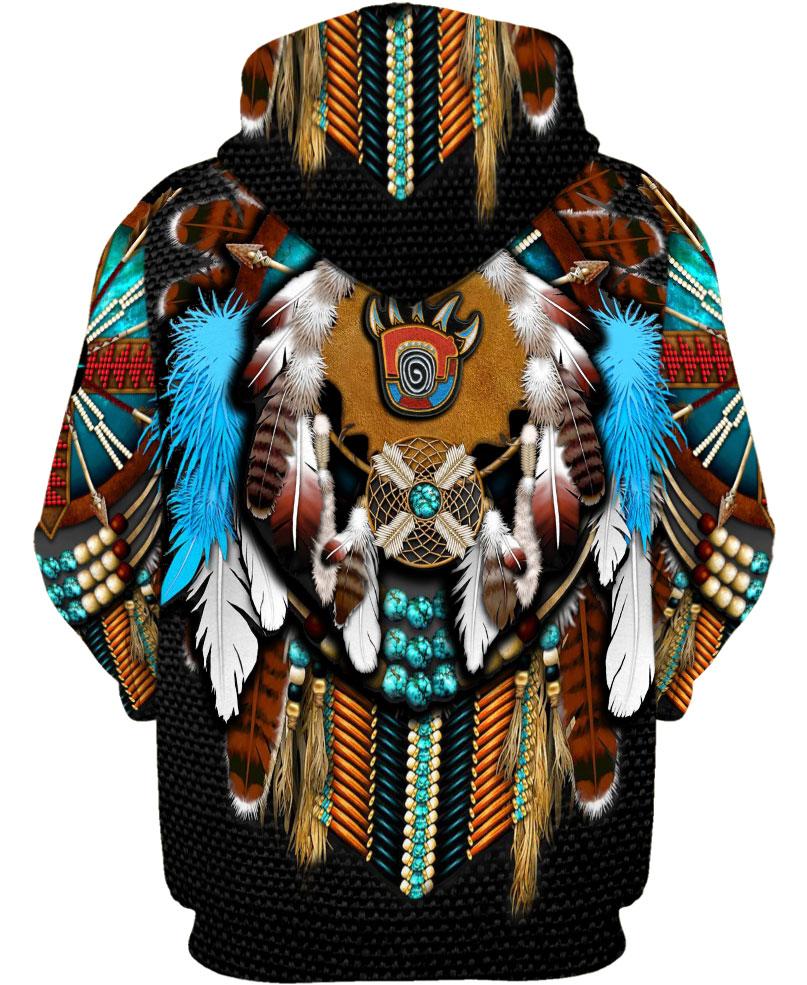 WelcomeNative Native Bear Motifs Hoodie, All Over Print Hoodie, Native American