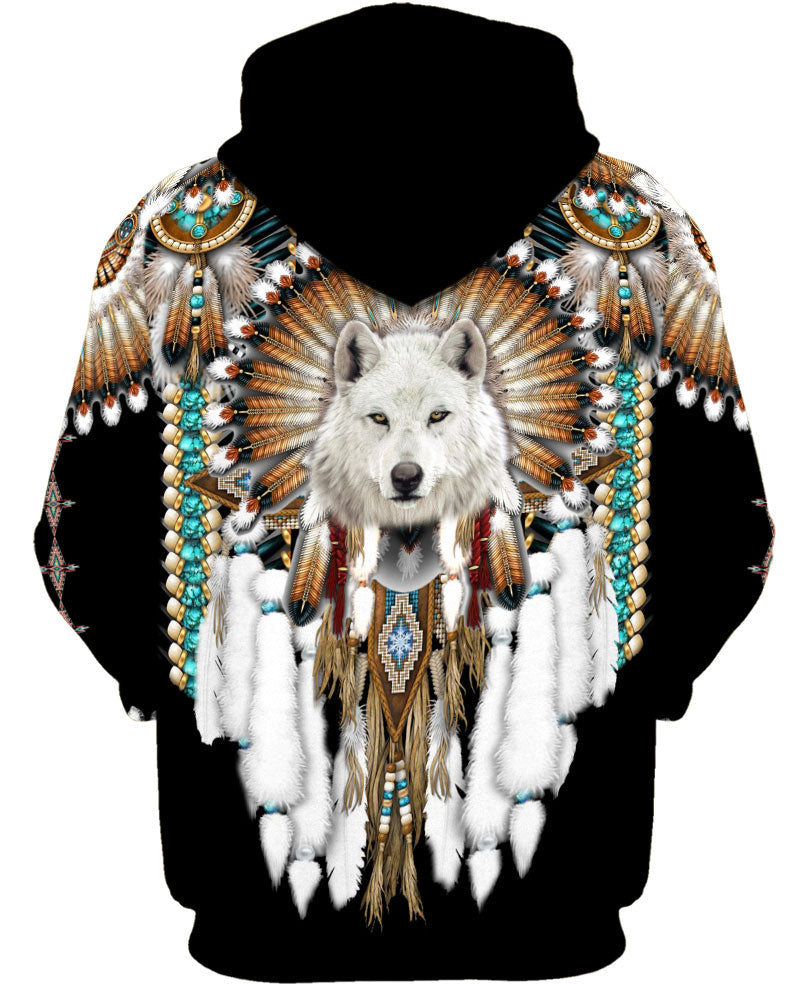 WelcomeNative Native Wolf 3D Hoodie, All Over Print Hoodie, Native American