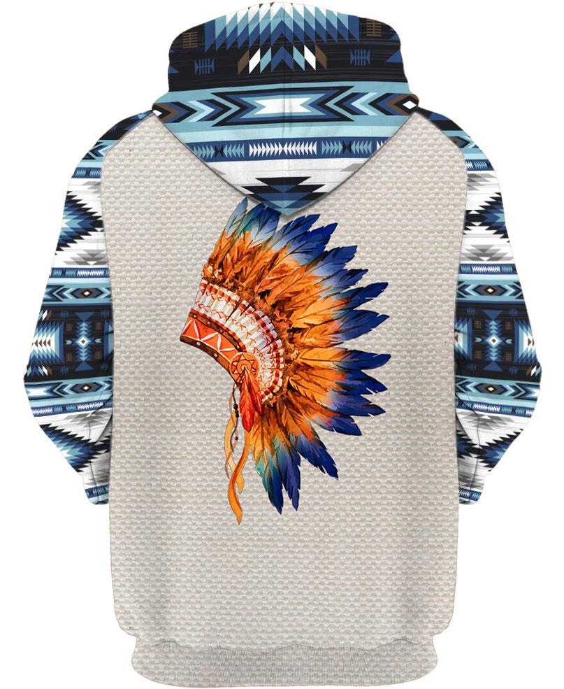 WelcomeNative Native Headdress Hoodie, All Over Print Hoodie, Native American