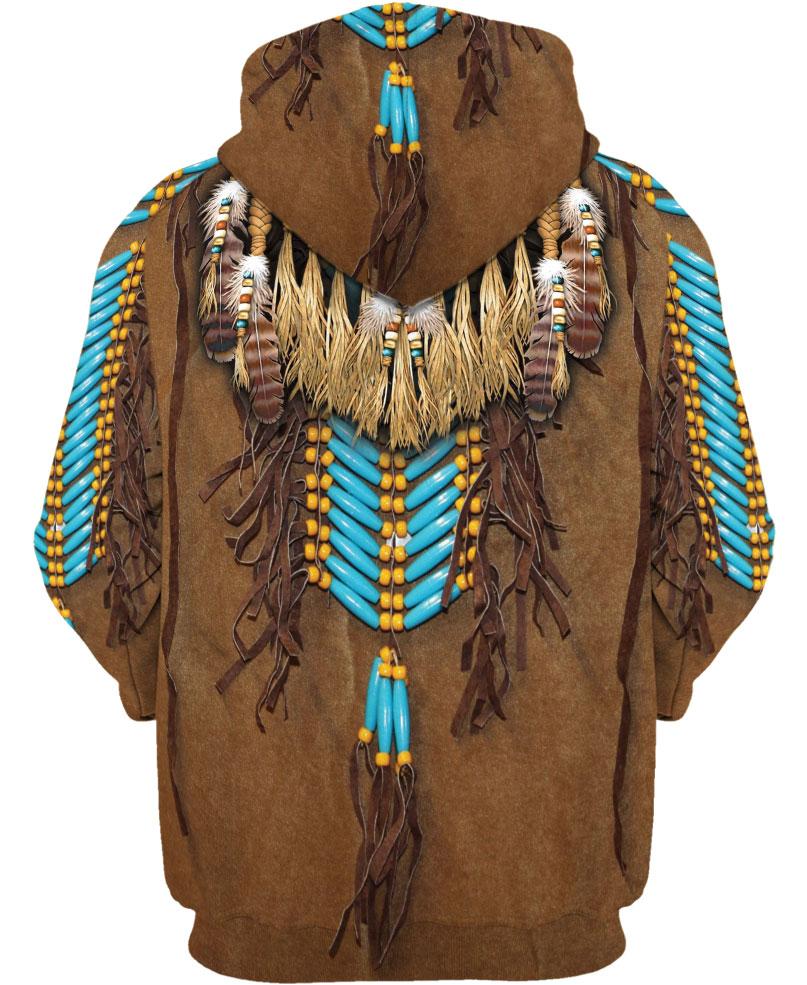WelcomeNative Brown Native Pattern 3D Hoodie, All Over Print Hoodie, Native American