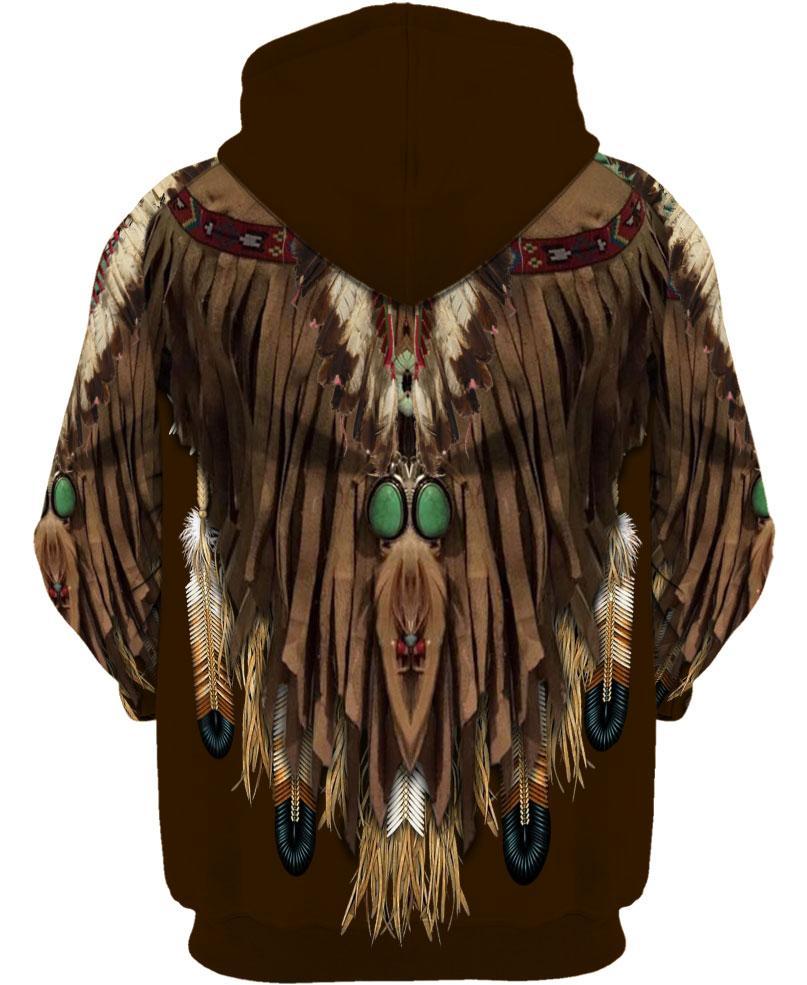 WelcomeNative Dark Brown Printed Suede 3D Hoodie, All Over Print Hoodie, Native American