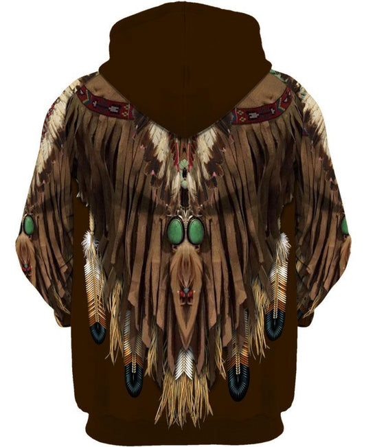 WelcomeNative Dark Brown Printed Suede 3D Hoodie, All Over Print Hoodie, Native American