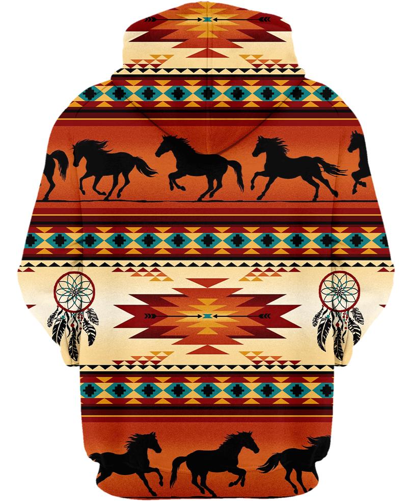 WelcomeNative Native Horse Pattern Hoodie, All Over Print Hoodie, Native American