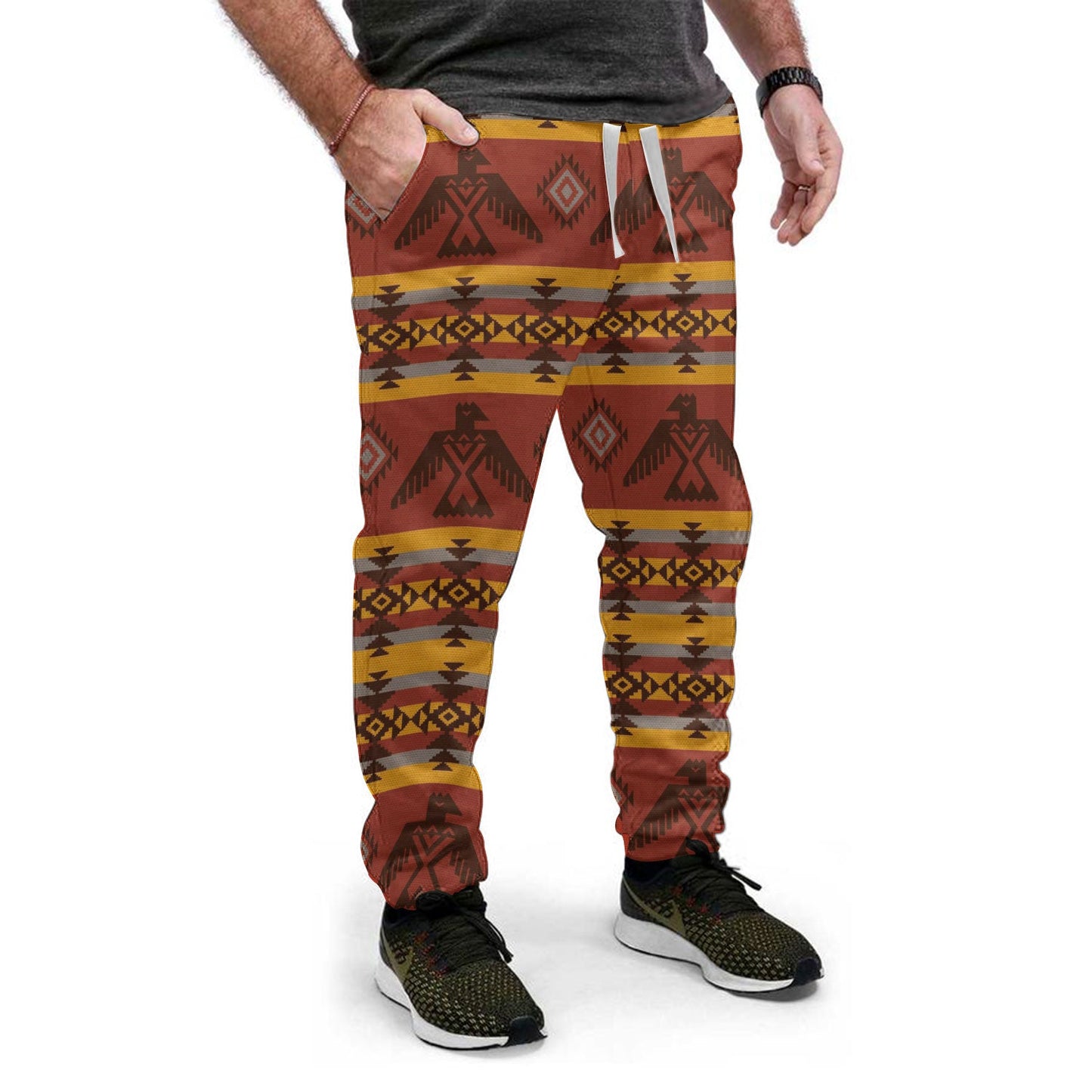 WelcomeNative Native Yellow Patterns Sweatpants, 3D Sweatpants, All Over Print Sweatpants