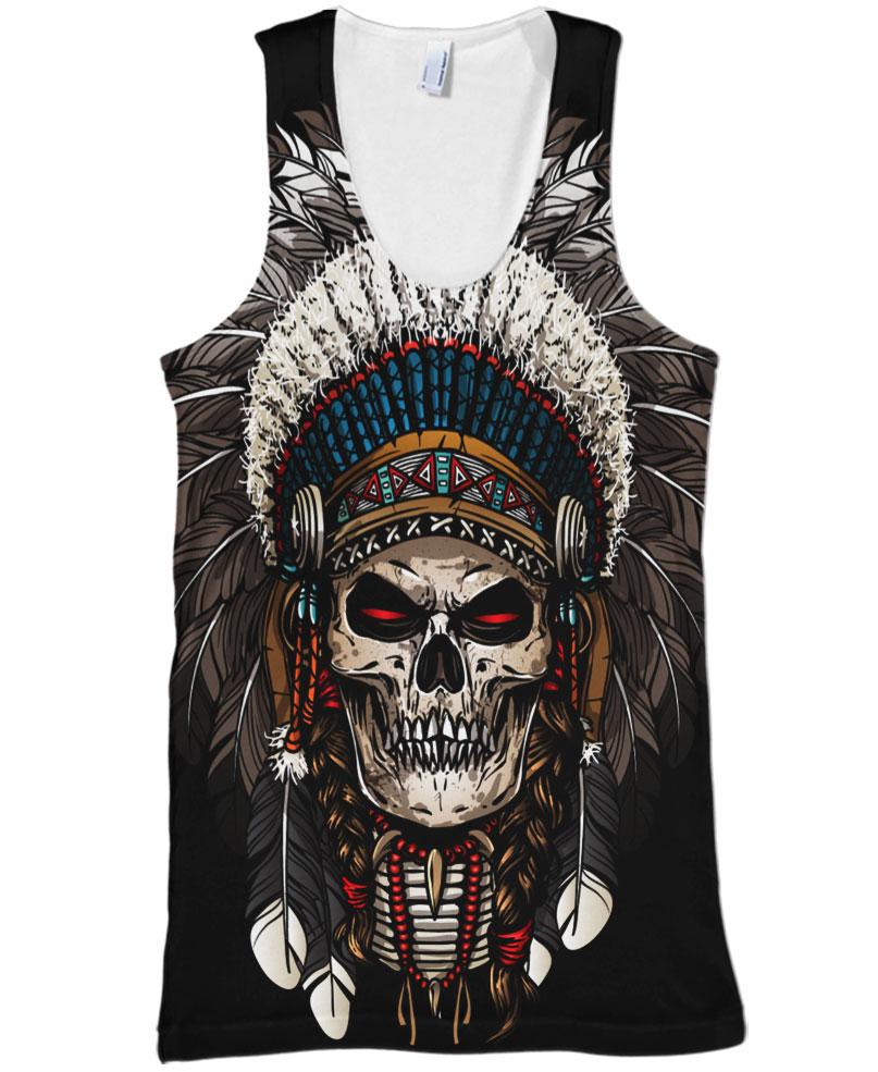 WelcomeNative Native American Skull  3D Hoodie, All Over Print Hoodie, Native American