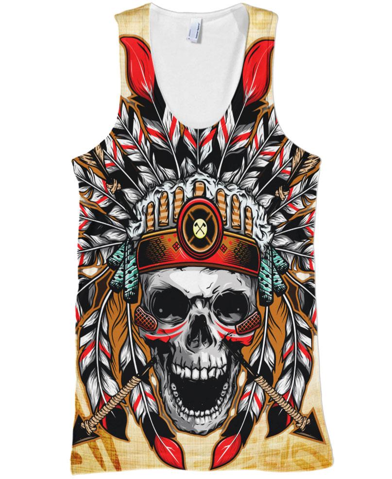 WelcomeNative Native Skull Headman 3D Hoodie, All Over Print Hoodie, Native American