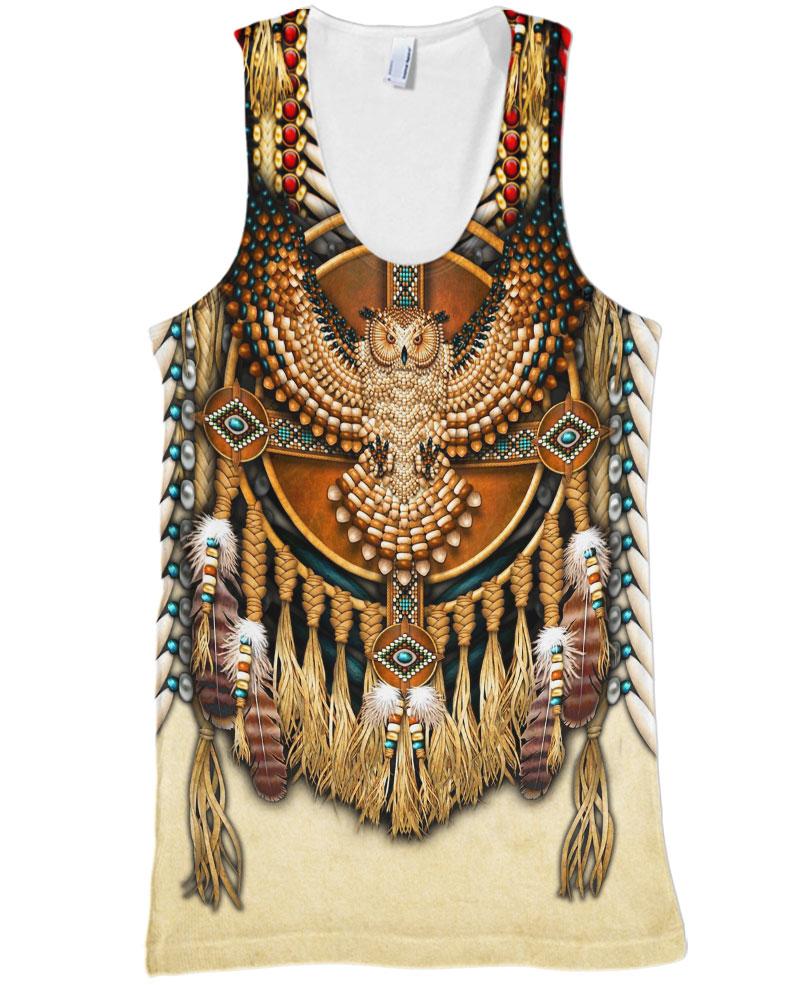 WelcomeNative Pale Owl Pattern 3D Hoodie, All Over Print Hoodie, Native American