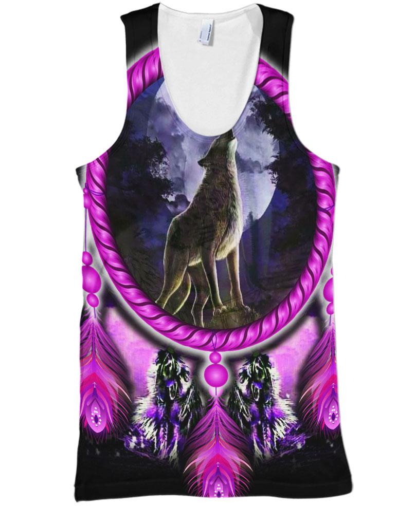 WelcomeNative Native Wolf Violet 3D Hoodie, All Over Print Hoodie, Native American