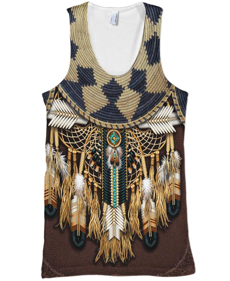 WelcomeNative Brown Native Bead Dreamcatcher 3D Hoodie, All Over Print Hoodie, Native American