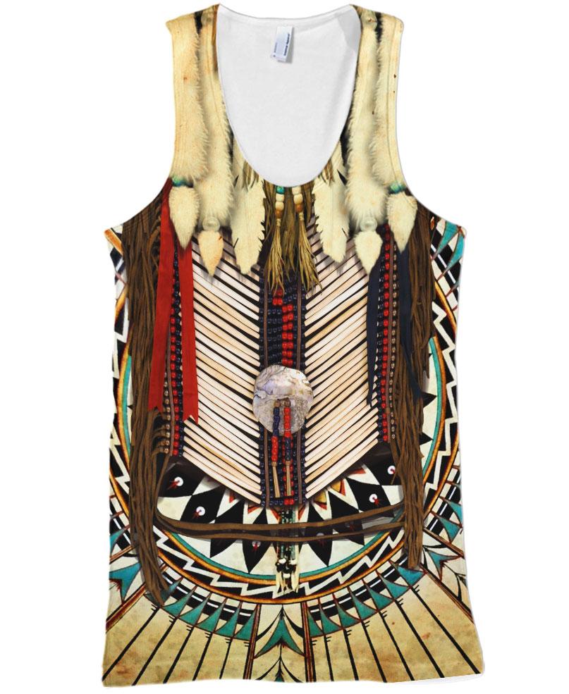 WelcomeNative White Bead Pattern 3D Hoodie, All Over Print Hoodie, Native American