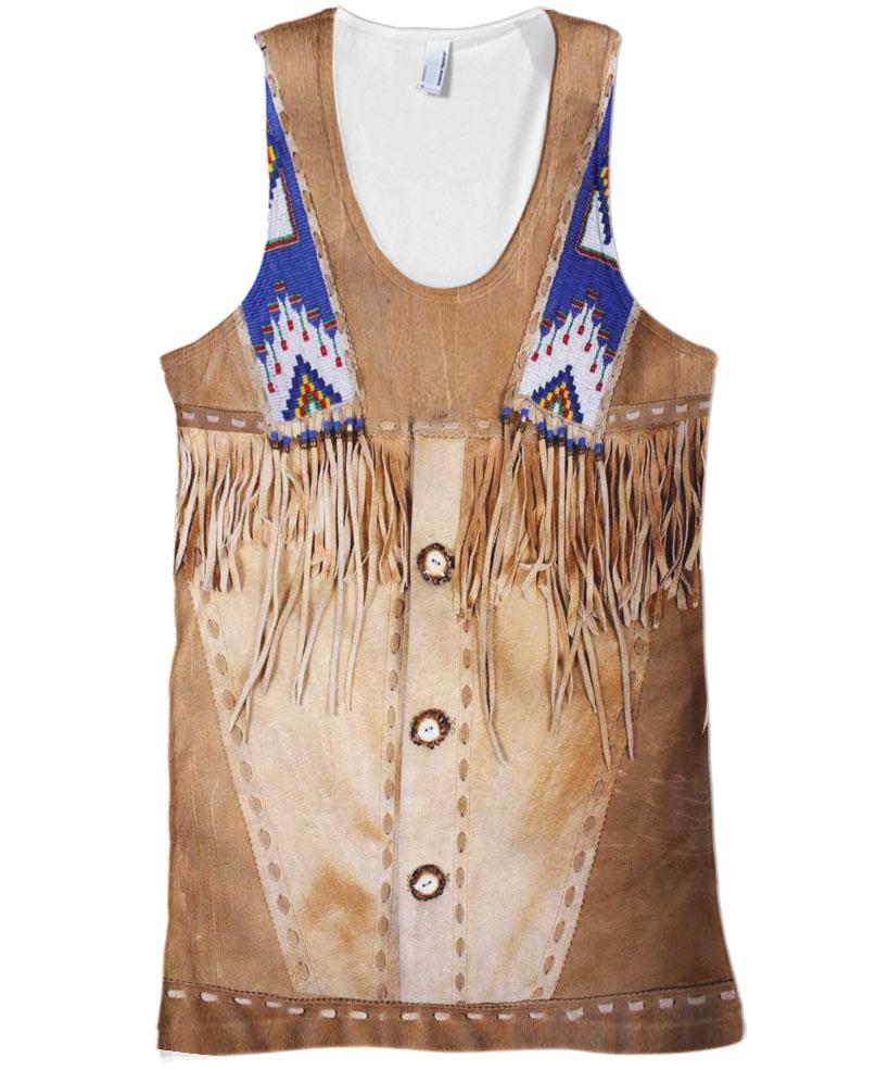 WelcomeNative Native Buckskin Beaded 3D Hoodie, All Over Print Hoodie, Native American
