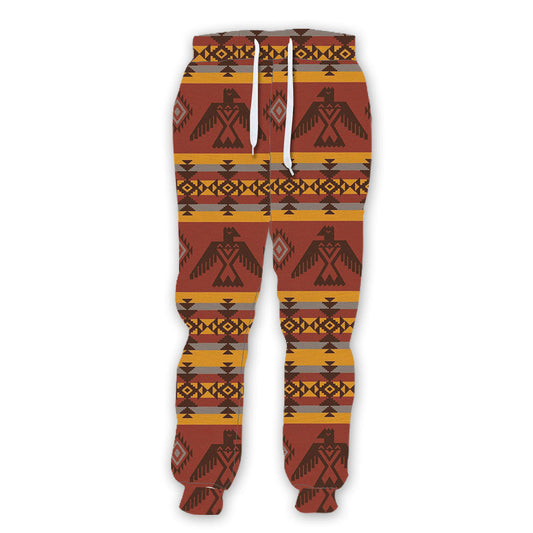 WelcomeNative Native Yellow Patterns Sweatpants, 3D Sweatpants, All Over Print Sweatpants