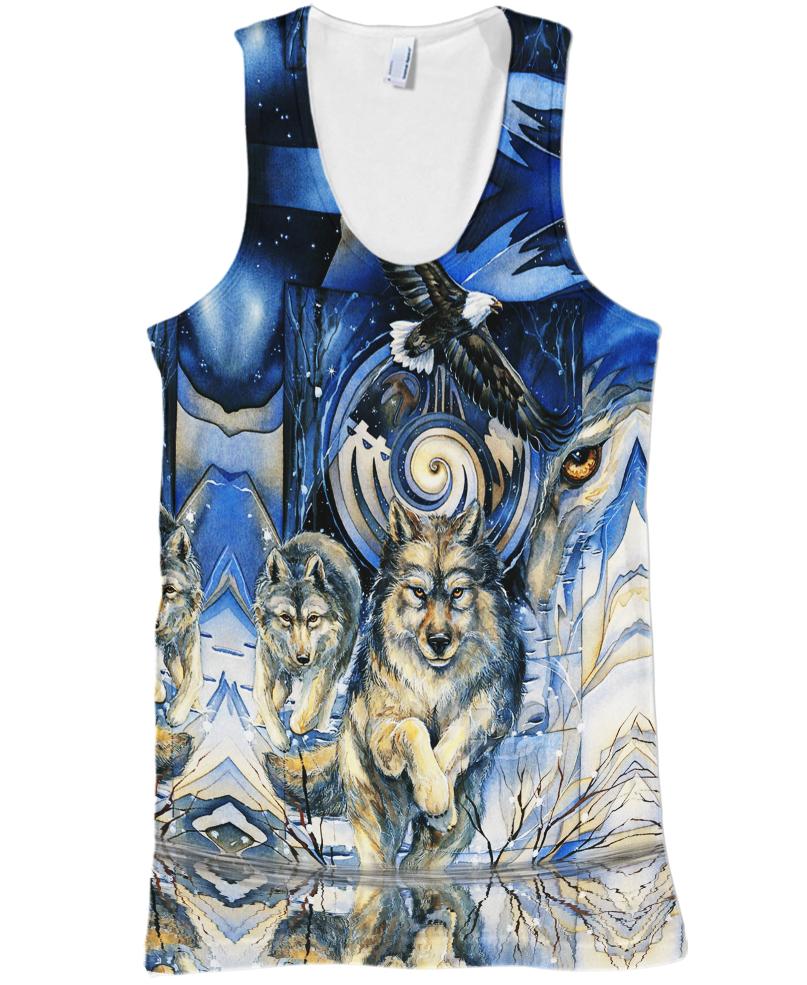 WelcomeNative Wolf Eagle 3D Hoodie, All Over Print Hoodie, Native American