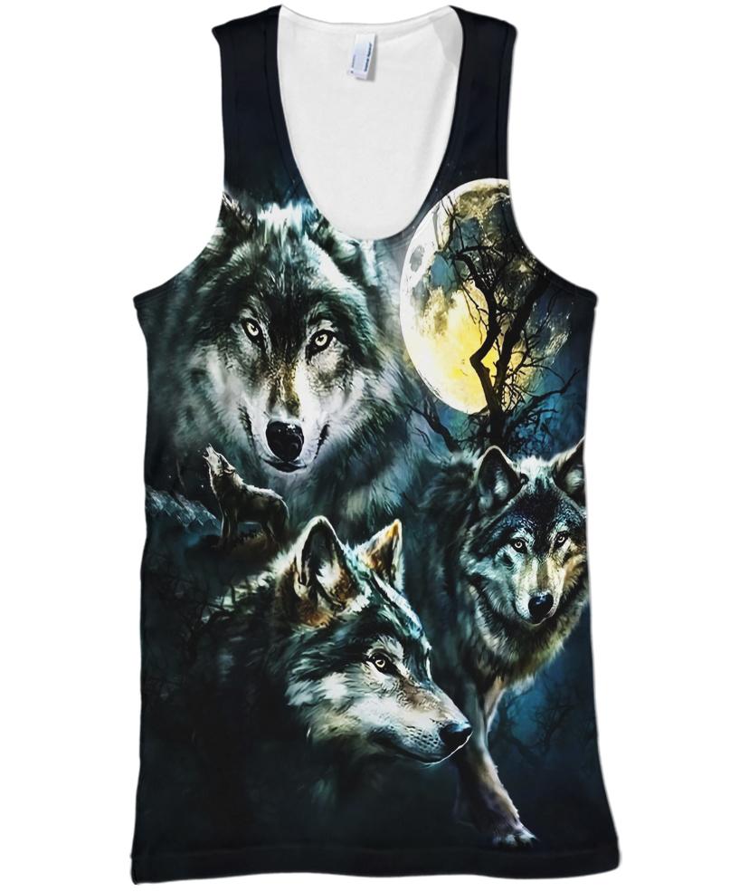 WelcomeNative Wolf Night Moon 3D Hoodie, All Over Print Hoodie, Native American