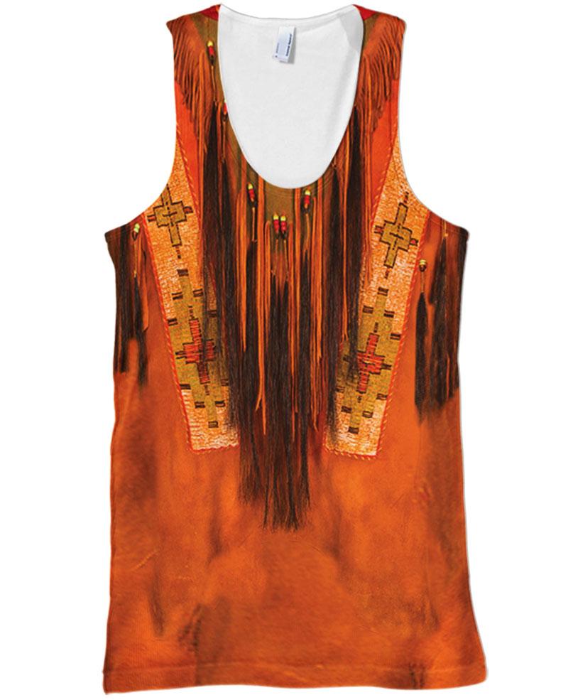 WelcomeNative Orange Printed Fringe 3D Hoodie, All Over Print Hoodie, Native American