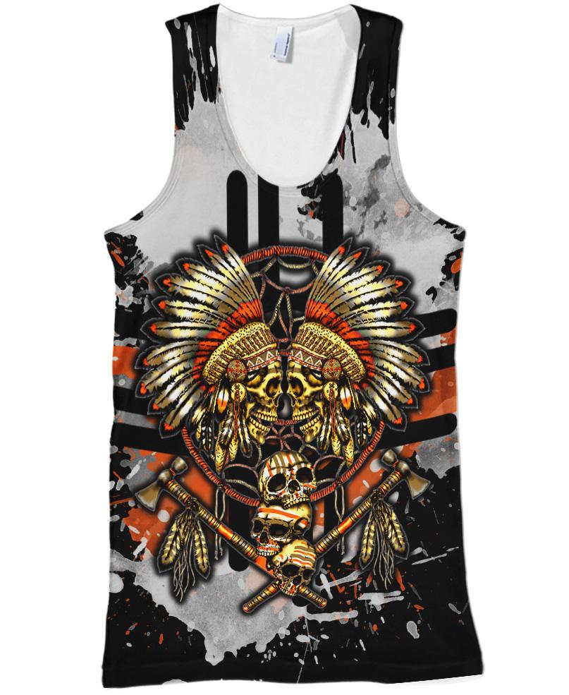 WelcomeNative Yellow Native Skull 3D Hoodie, All Over Print Hoodie, Native American