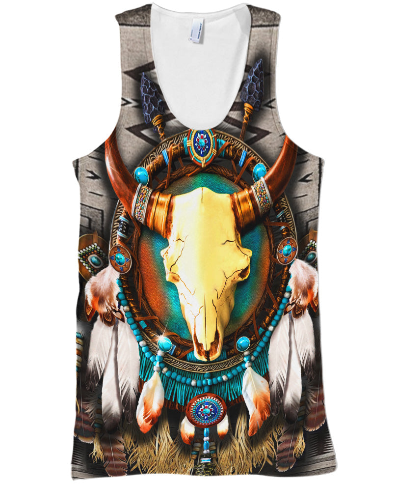 WelcomeNative Butterfly & Buffalo Skull 3D Hoodie, All Over Print Hoodie, Native American