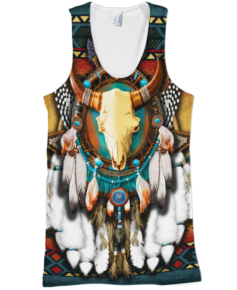 WelcomeNative Butterfly & Buffalo Skull 3D Hoodie, All Over Print Hoodie, Native American