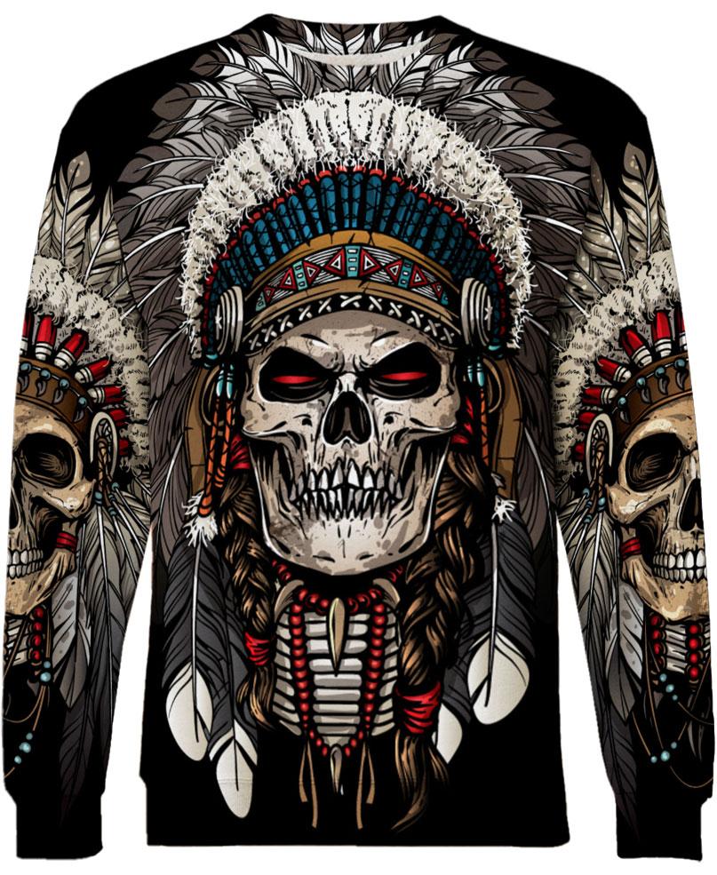 WelcomeNative Native American Skull  3D Hoodie, All Over Print Hoodie, Native American