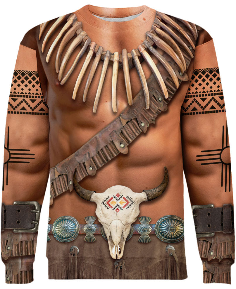 WelcomeNative Brown Skin Pattern Native American 3D Hoodie, All Over Print Hoodie