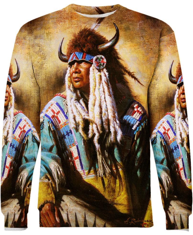 WelcomeNative Buffalo Horn Hat 3D Hoodie, All Over Print Hoodie, Native American