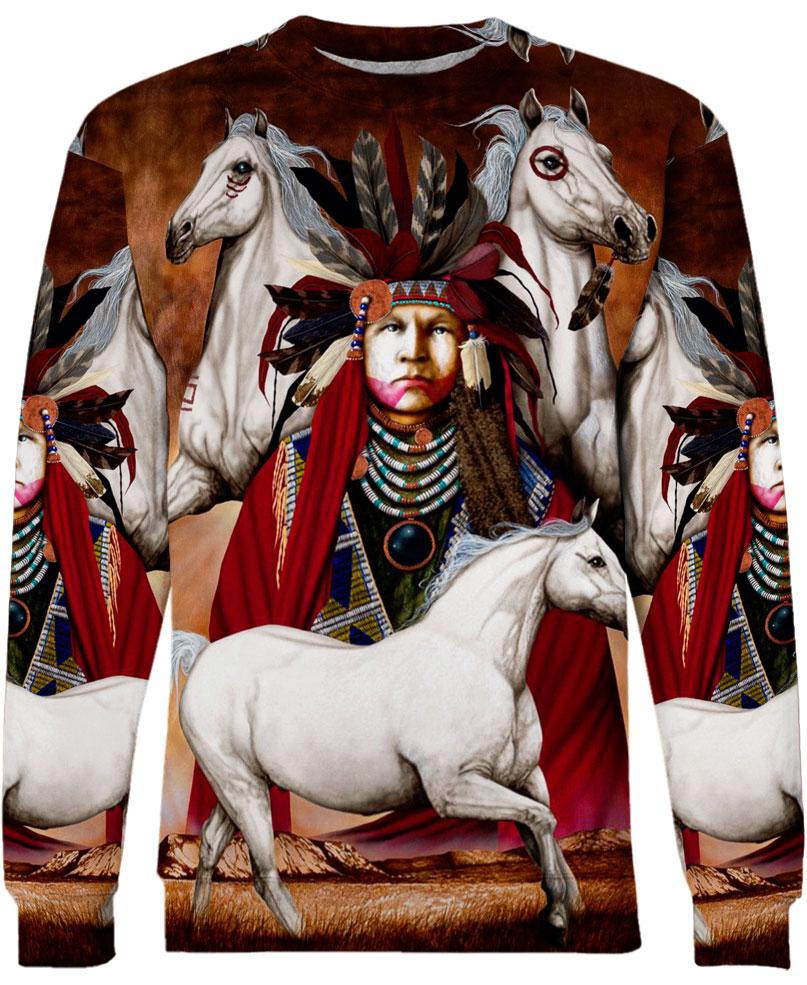 WelcomeNative Native Battle Horse 3D Hoodie, All Over Print Hoodie, Native American
