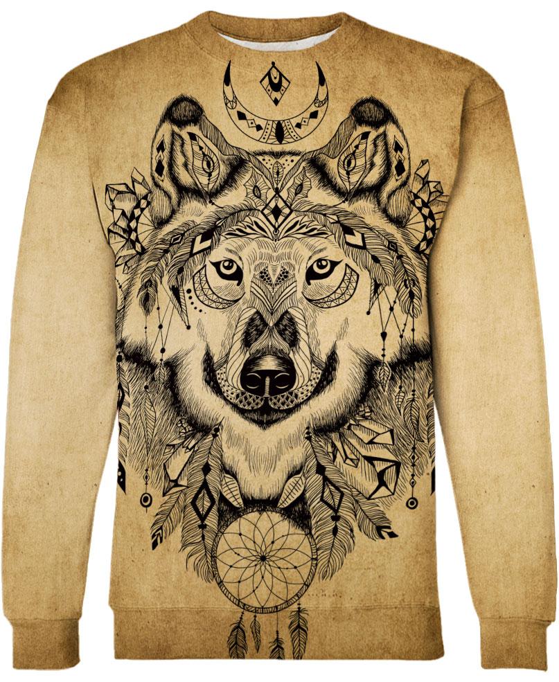 WelcomeNative Ancient Wolf 3D Hoodie, All Over Print Hoodie, Native American