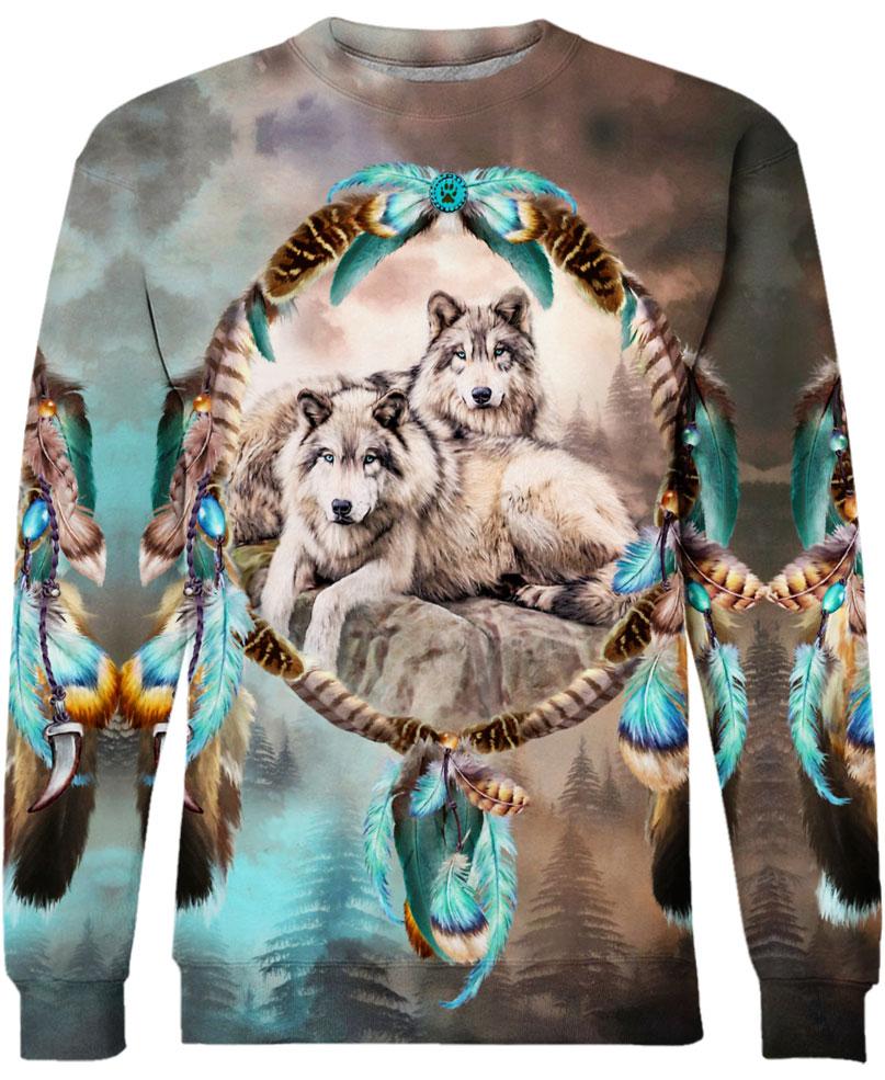 WelcomeNative Native Lovely Wolf 3D Hoodie, All Over Print Hoodie, Native American